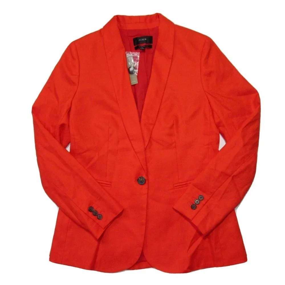 NWT J.Crew Parke Blazer in Brilliant Sunset Stretch Linen Single Button Jacket 0
